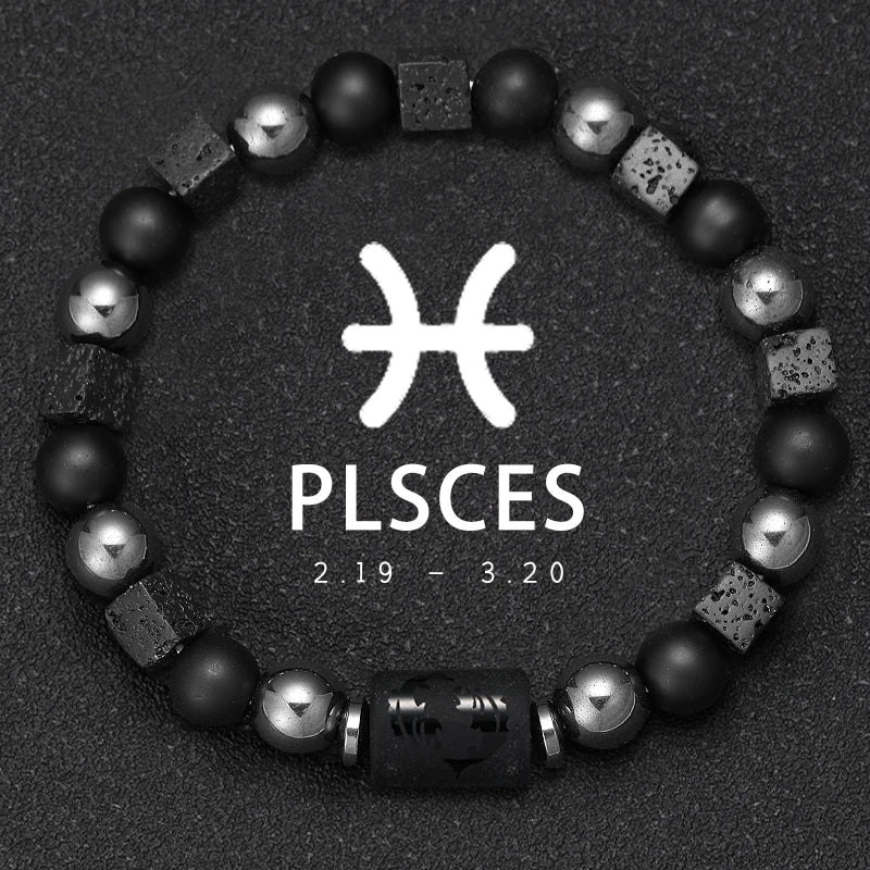 Bracelets Signes Zodiacaux en Pierre Volcanique - image du produit - .
