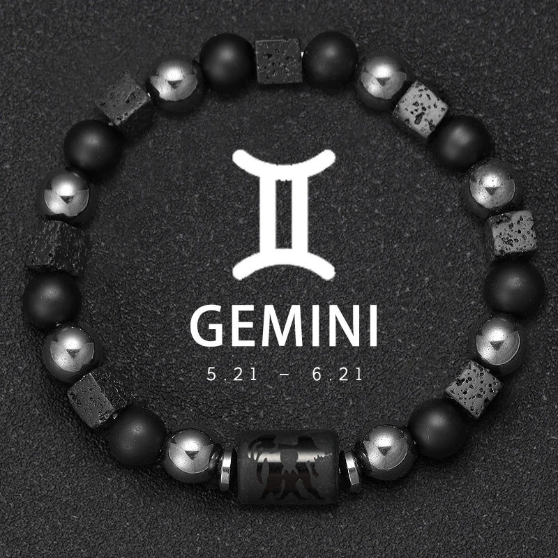 Bracelets Signes Zodiacaux en Pierre Volcanique - image du produit - .