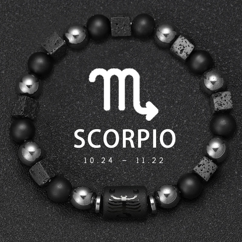 Bracelets Signes Zodiacaux en Pierre Volcanique - image du produit - .