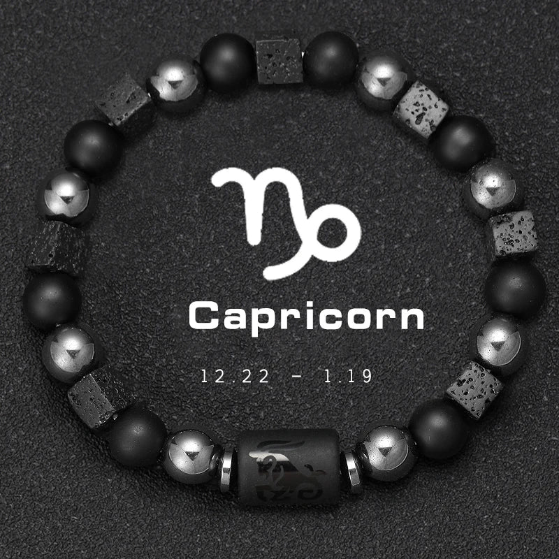 Bracelets Signes Zodiacaux en Pierre Volcanique - image du produit - .