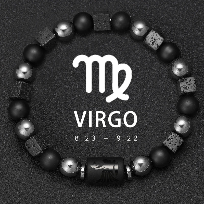 Bracelets Signes Zodiacaux en Pierre Volcanique - image du produit - .