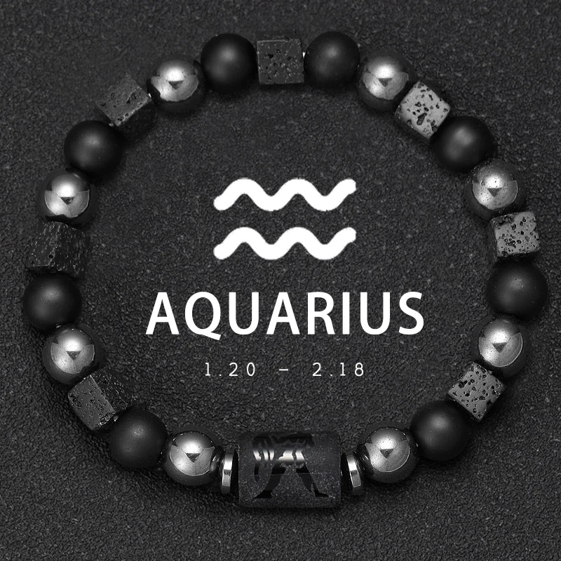 Bracelets Signes Zodiacaux en Pierre Volcanique - image du produit - .