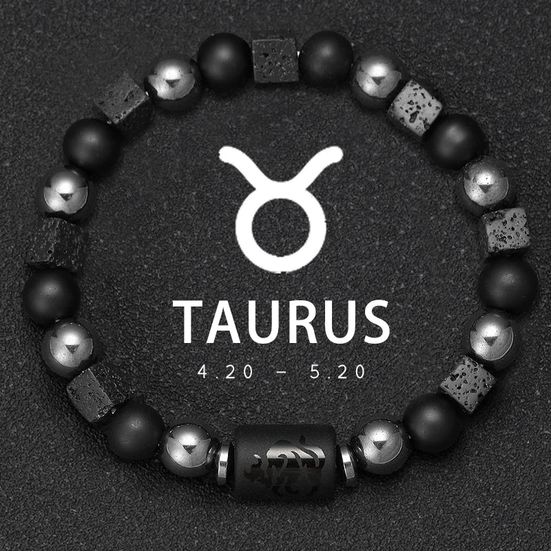 Bracelets Signes Zodiacaux en Pierre Volcanique - image du produit - .