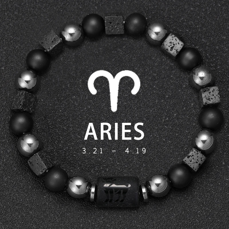 Bracelets Signes Zodiacaux en Pierre Volcanique - image du produit - .